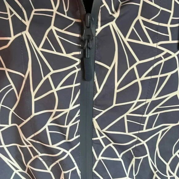 Traj3ctory Hooded RainJacket Windbreaker Abstract Dolman Sleeve Large cinchwaist - Picture 10 of 11